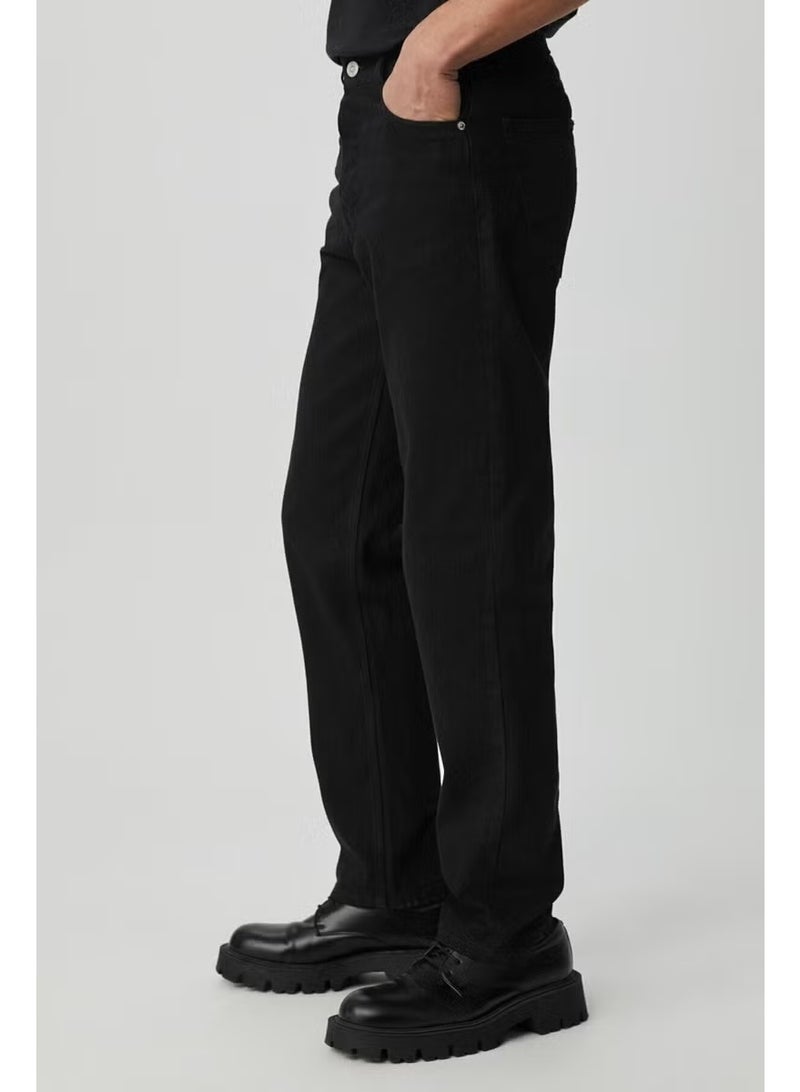 GRIMELANGE Men's Regular Fit Relaxed Cut Thick Textured Wash Effect Magic Denim Black Jeans - Image 2